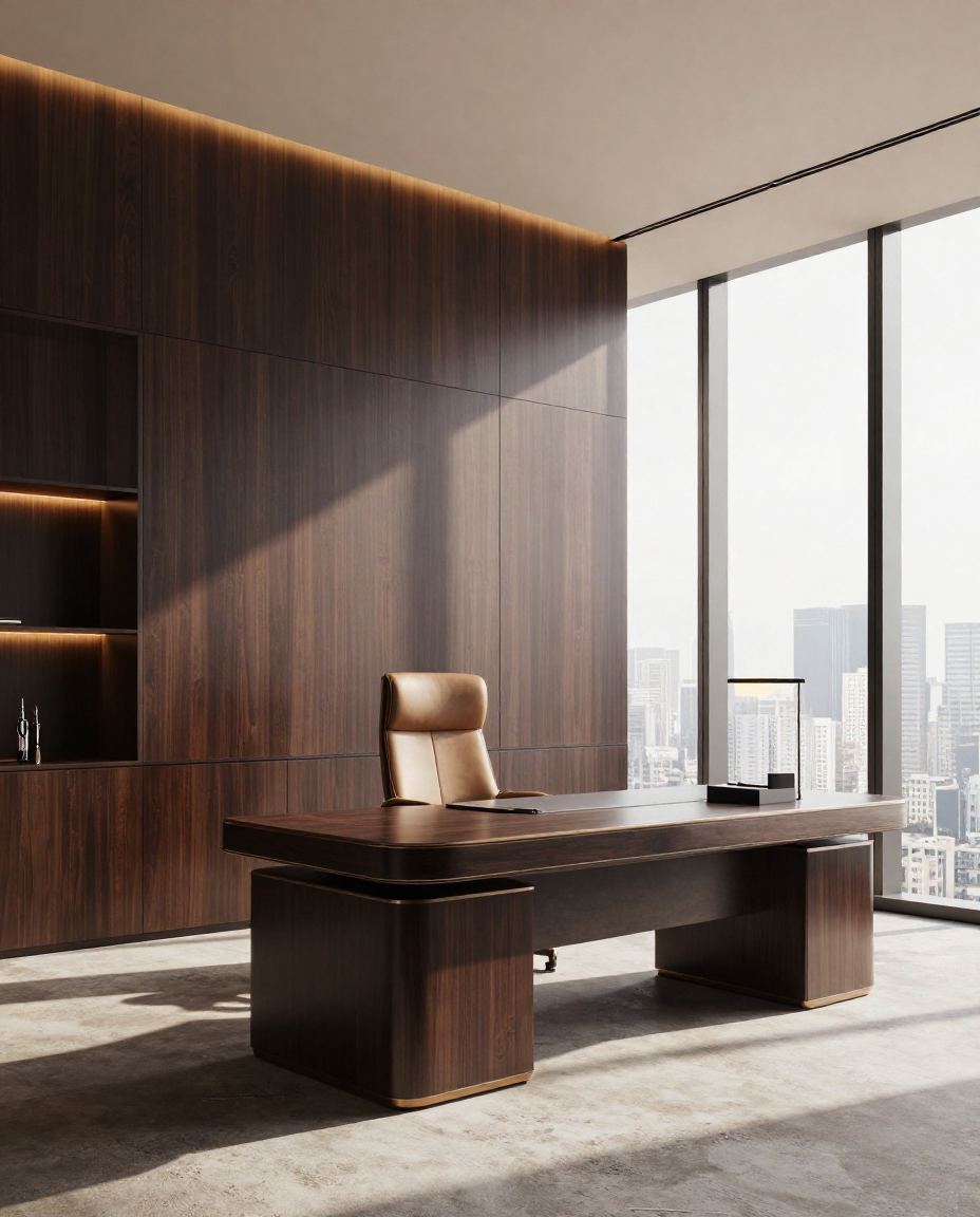 Executive office with walnut desk