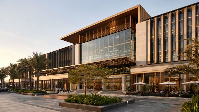 Commercial center façade in Jeddah